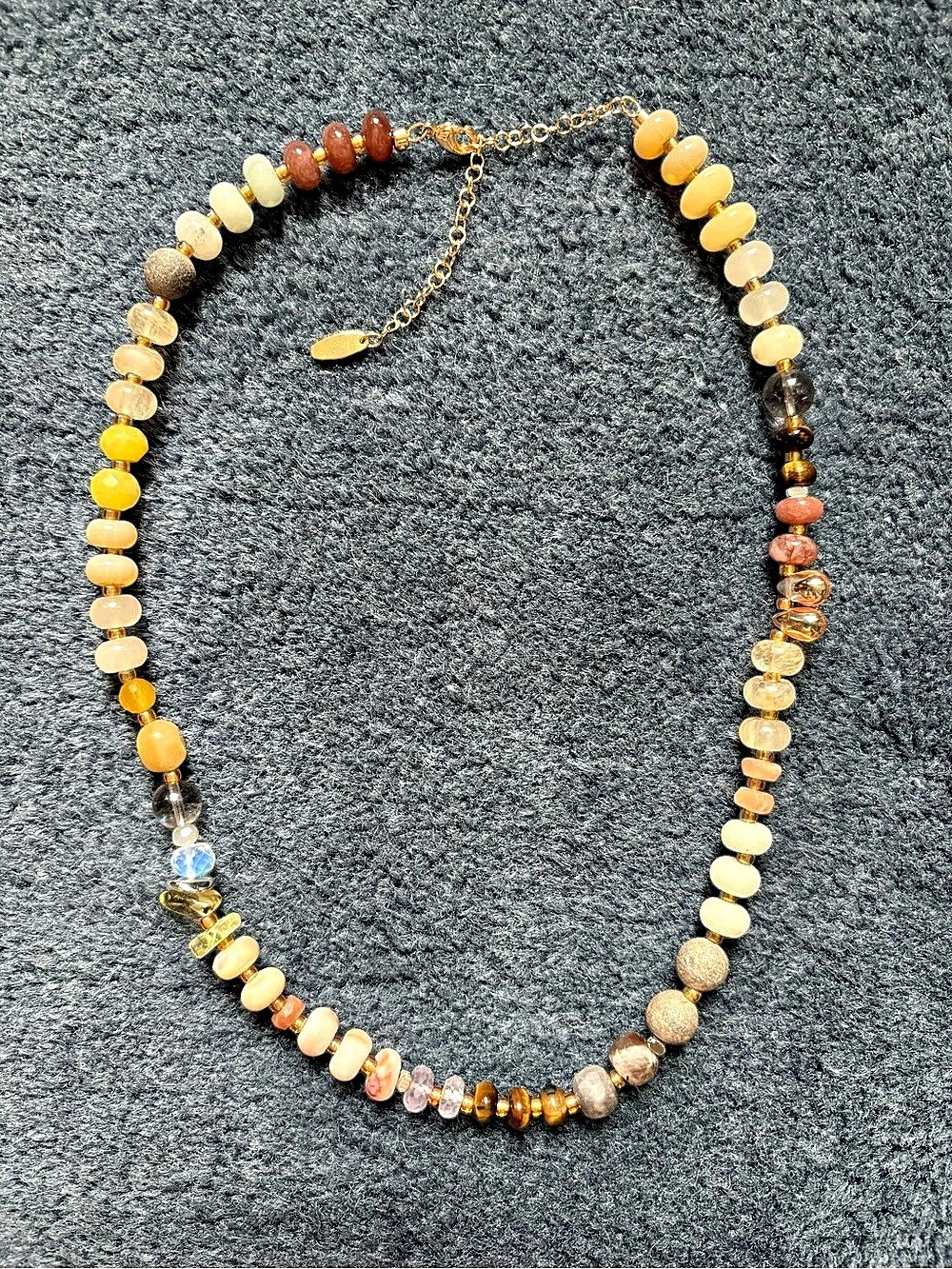Anthropologie Beaded Pendant Necklace in Gold & Yellow